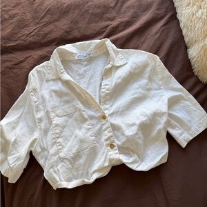 Mango Cream Collared Shirt